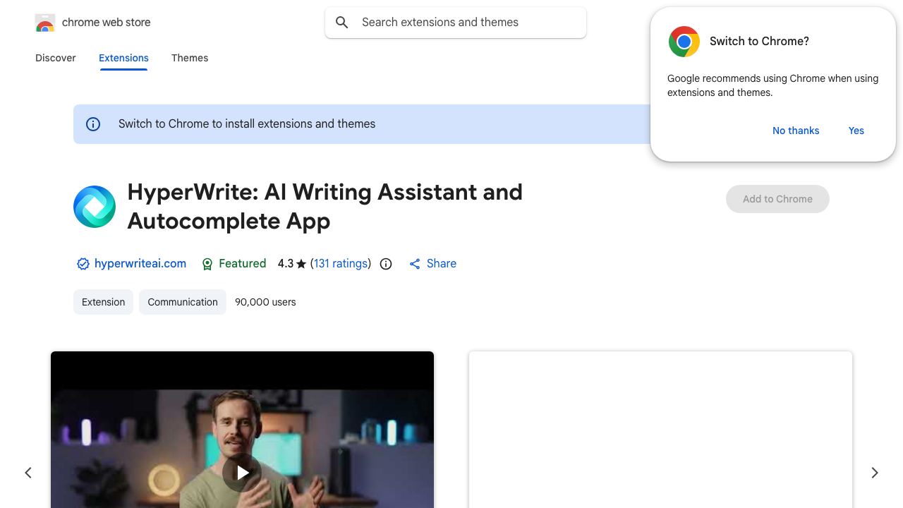 HyperWrite - AI Assistant website screenshot