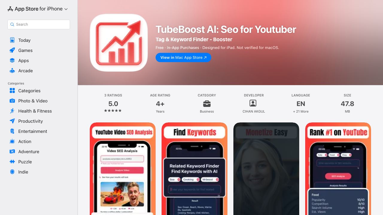 TubeBoost AI: Seo for Youtuber 网站截图