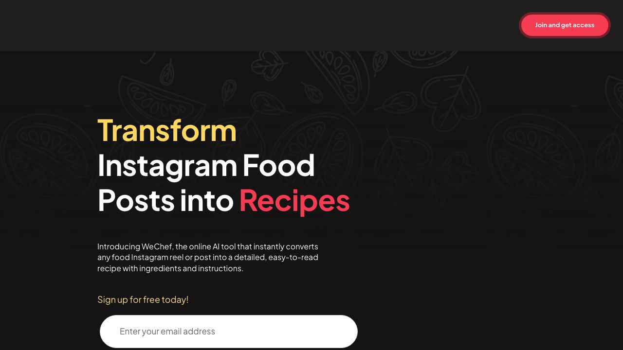 WeChef website screenshot