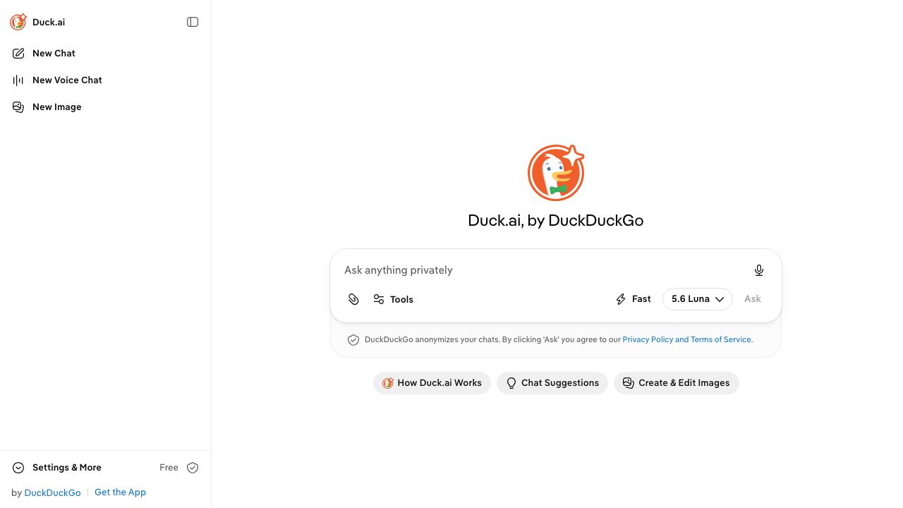 Duck.ai 网站截图