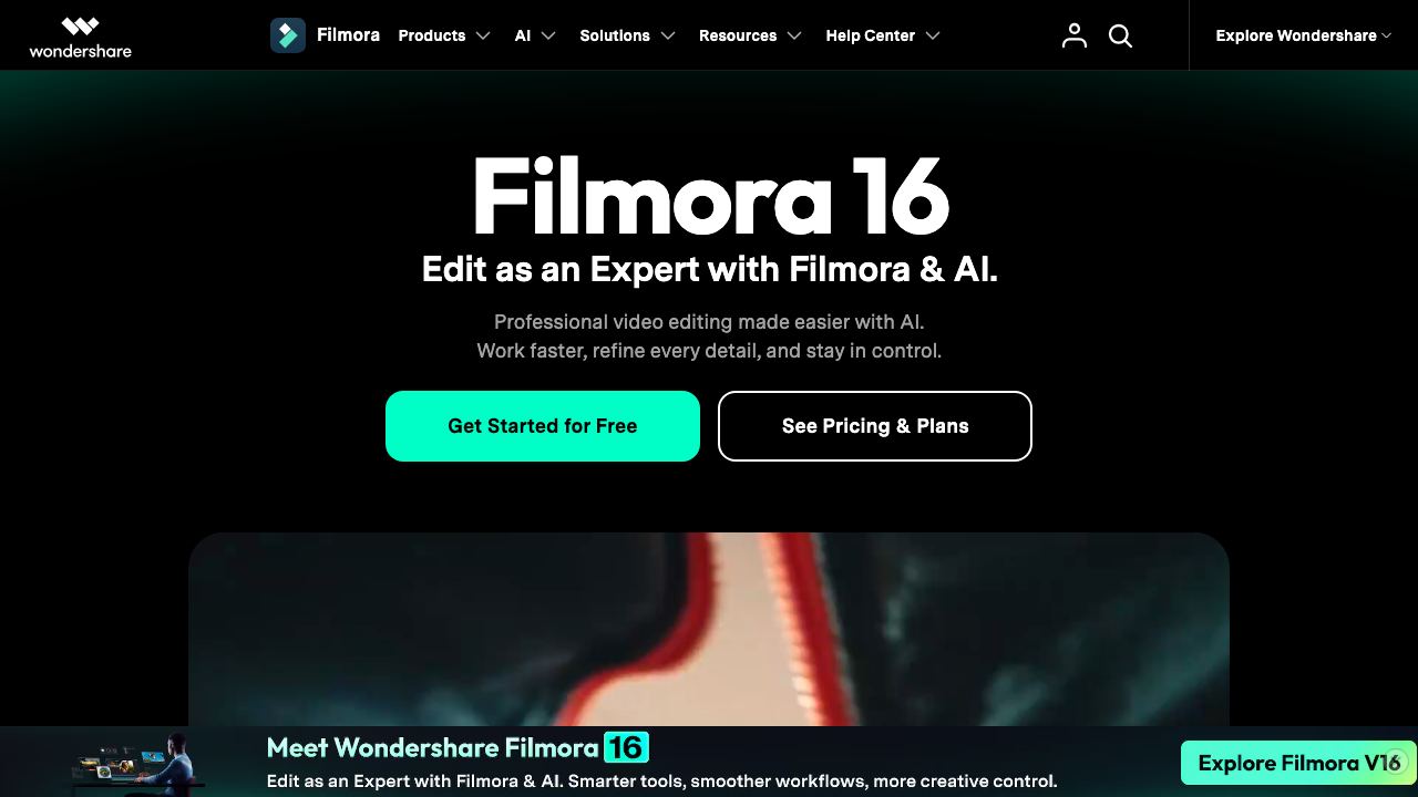 Wondershare Filmora 网站截图