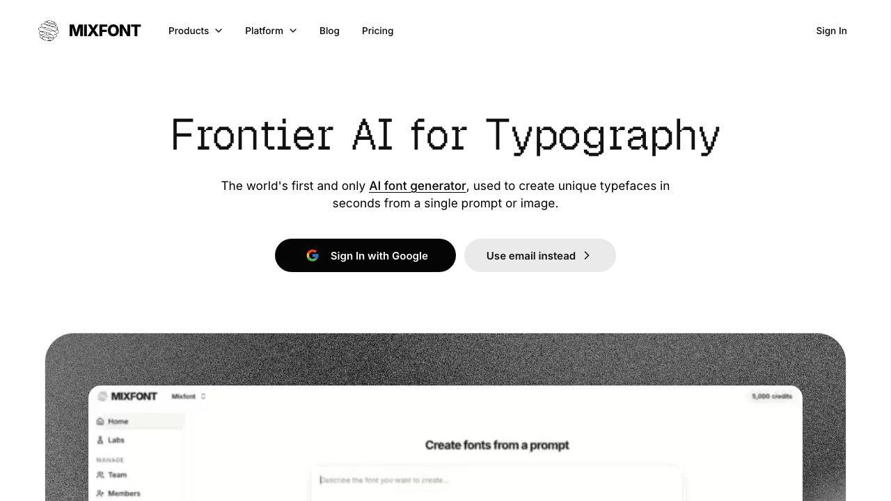 Mixfont website screenshot