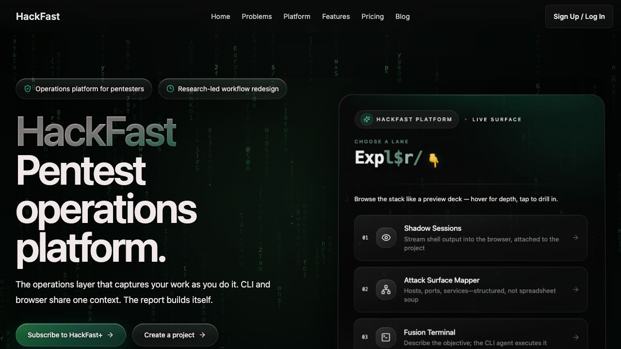 HackFast website screenshot