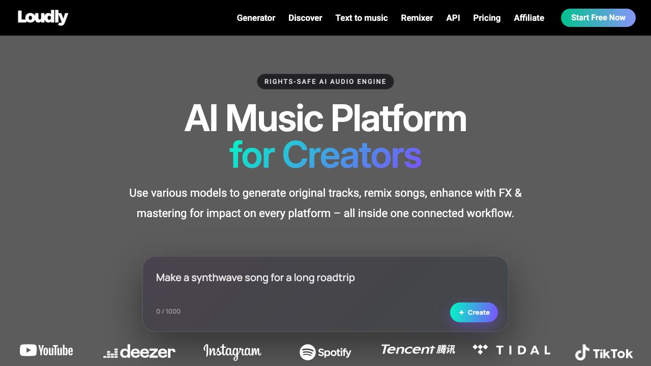 Loudly website screenshot