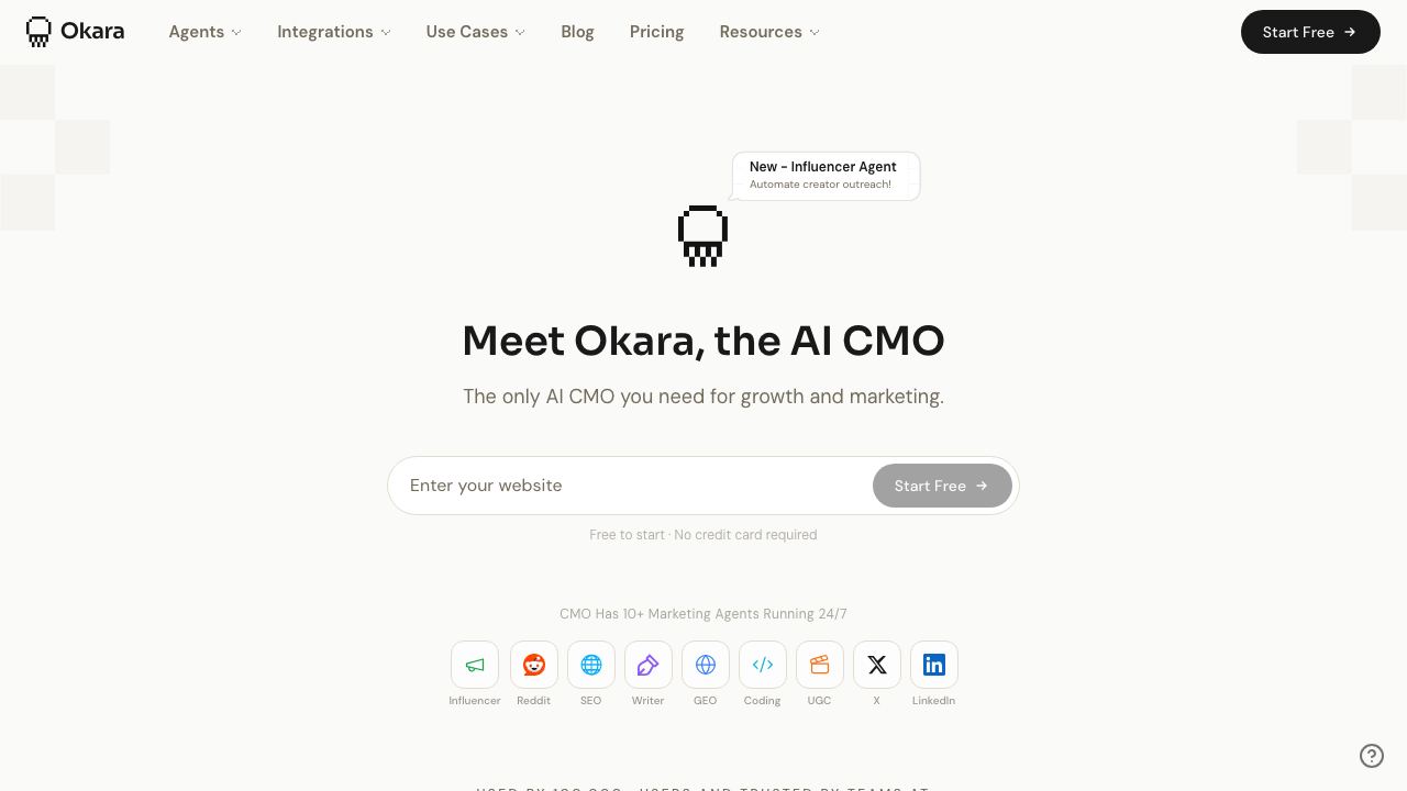 Okara website screenshot