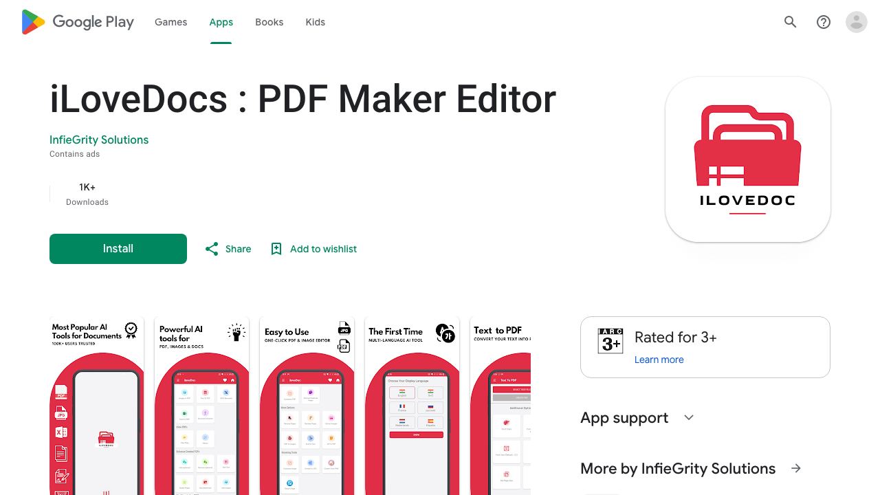 iLoveDocs: PDF Maker Editor 网站截图