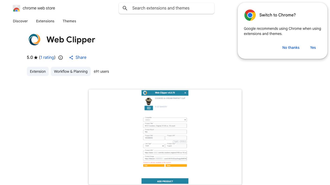 Web Clipper website screenshot