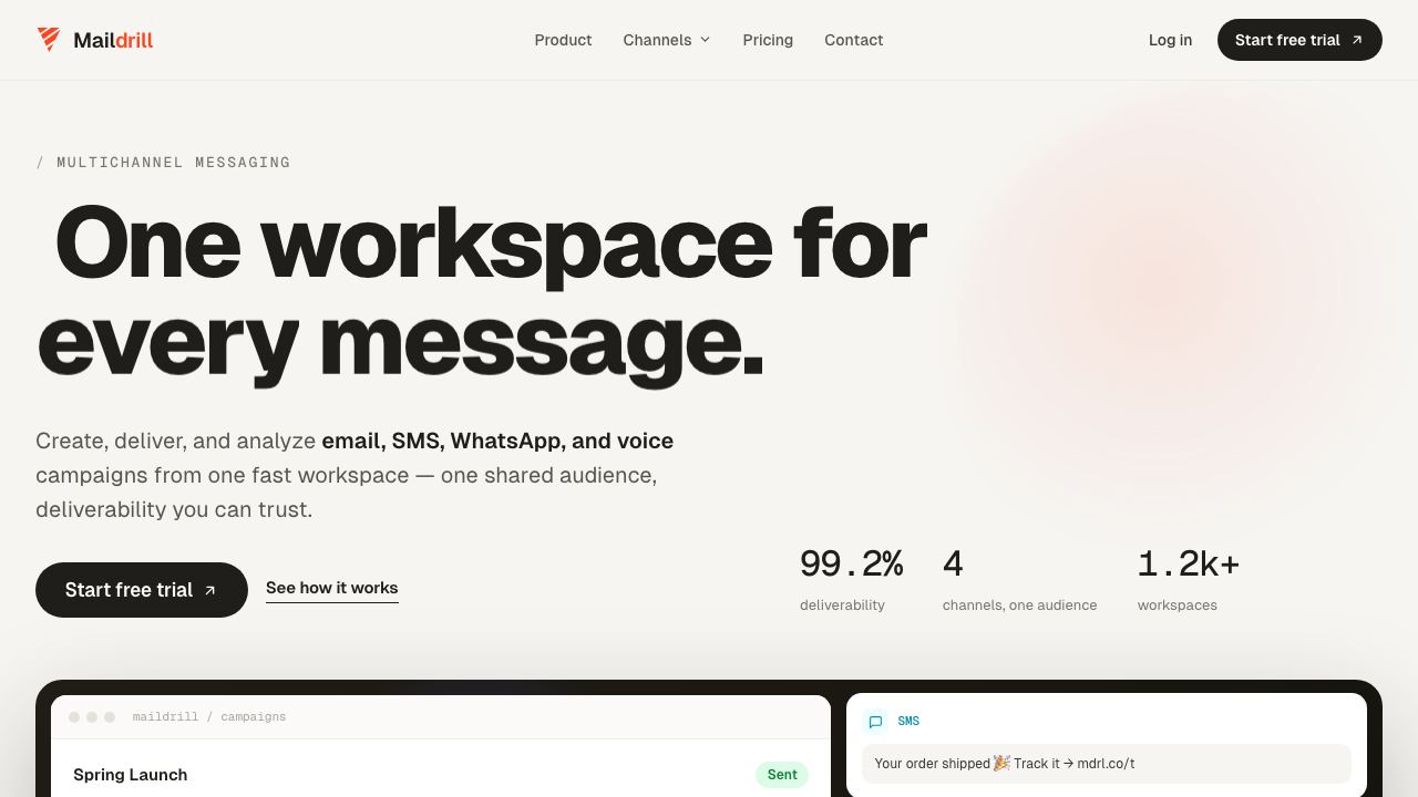 Maildrill website screenshot