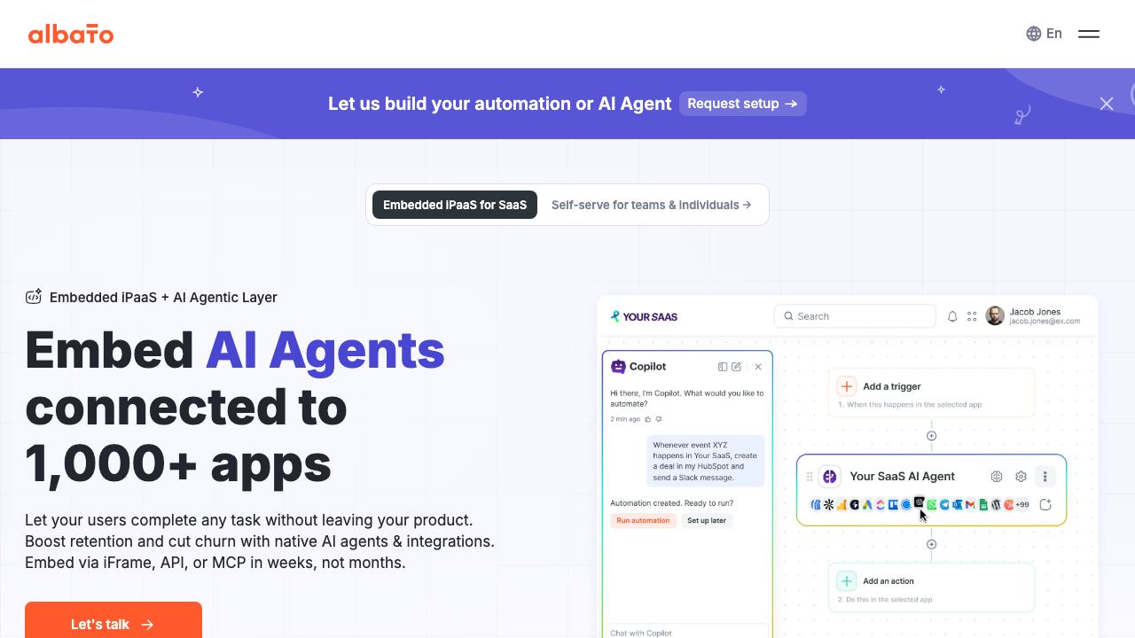 Albato 3.0 website screenshot