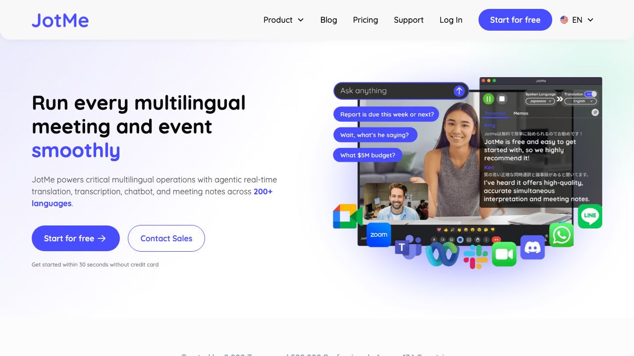 JotMe for Google Meet 网站截图