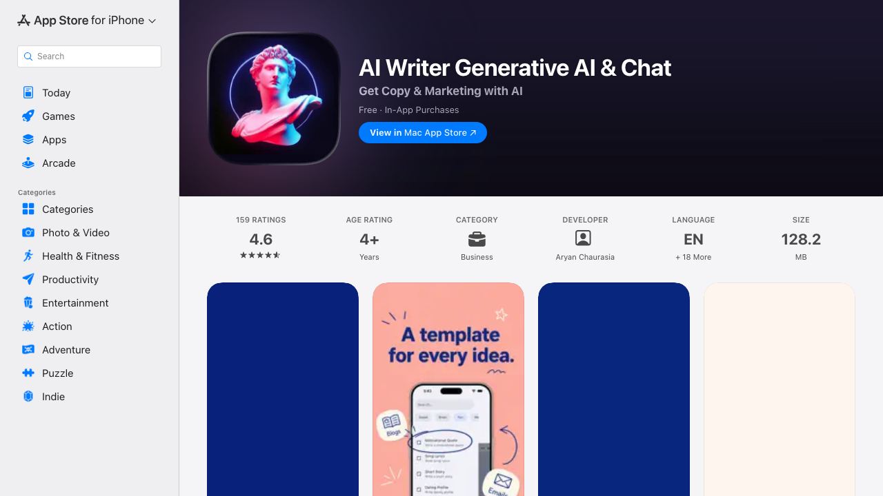 AI Writer 网站截图