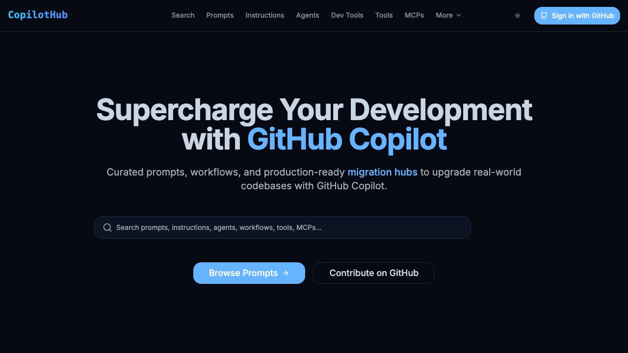 CopilotHub 网站截图