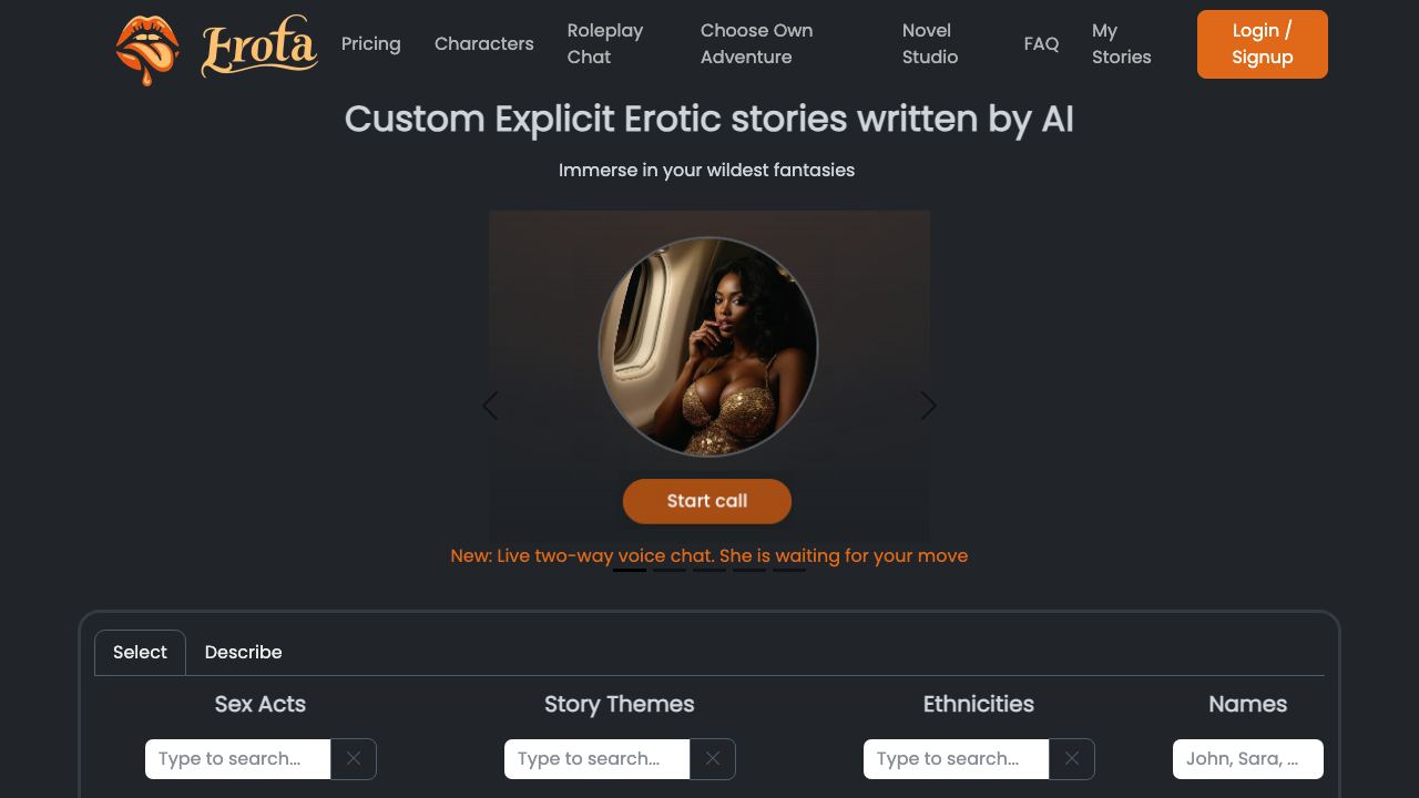 Erota website screenshot