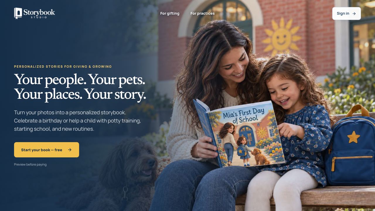 Storybook Studio website screenshot