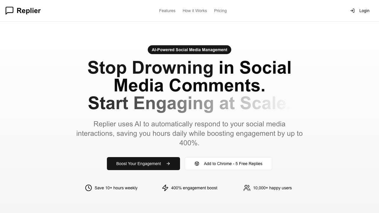 AI Social Replier 网站截图