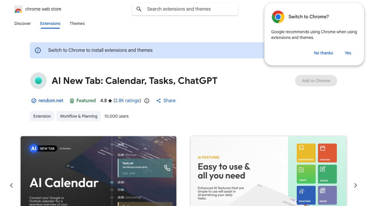 Ultimate New Tab with Calendar and ChatGPT 网站截图