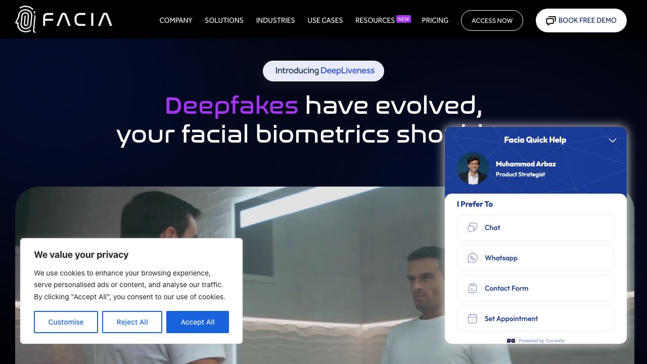 Facia website screenshot