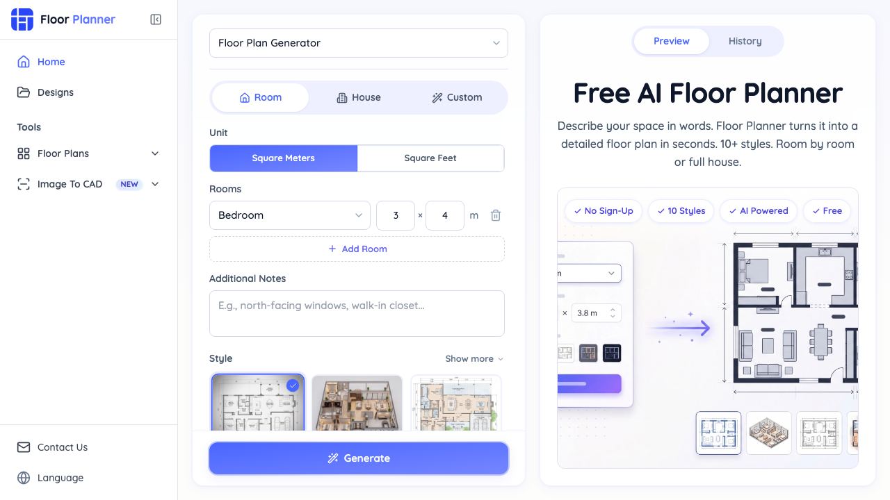 Floor Planner 网站截图