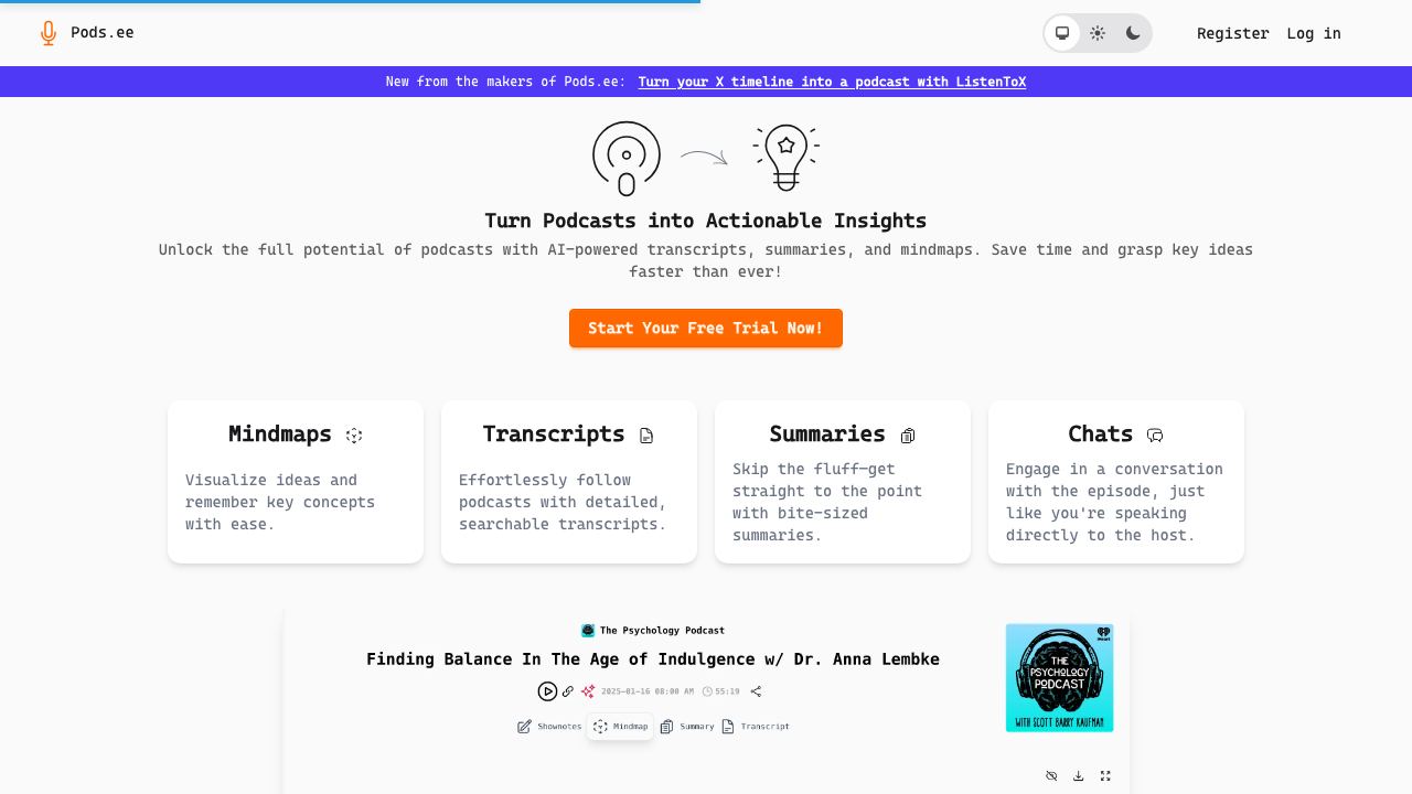 Podsee website screenshot