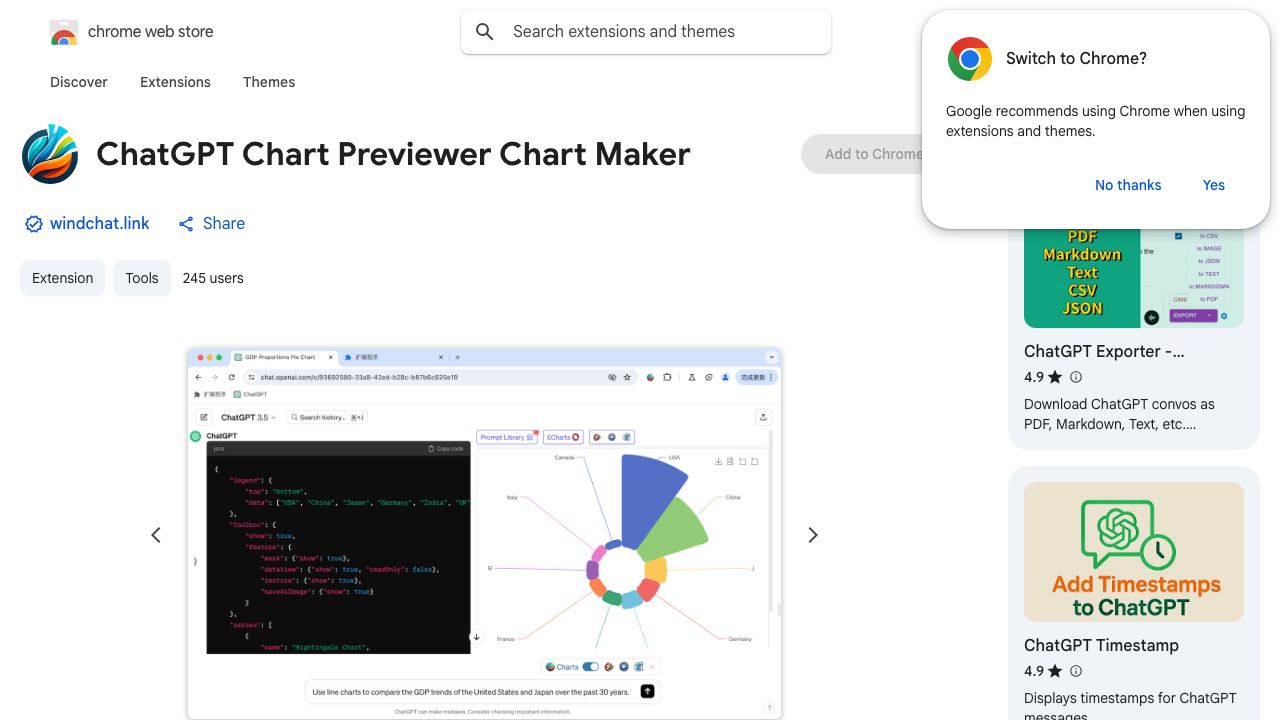 ChatGPT Chart Previewer Chart Maker 网站截图