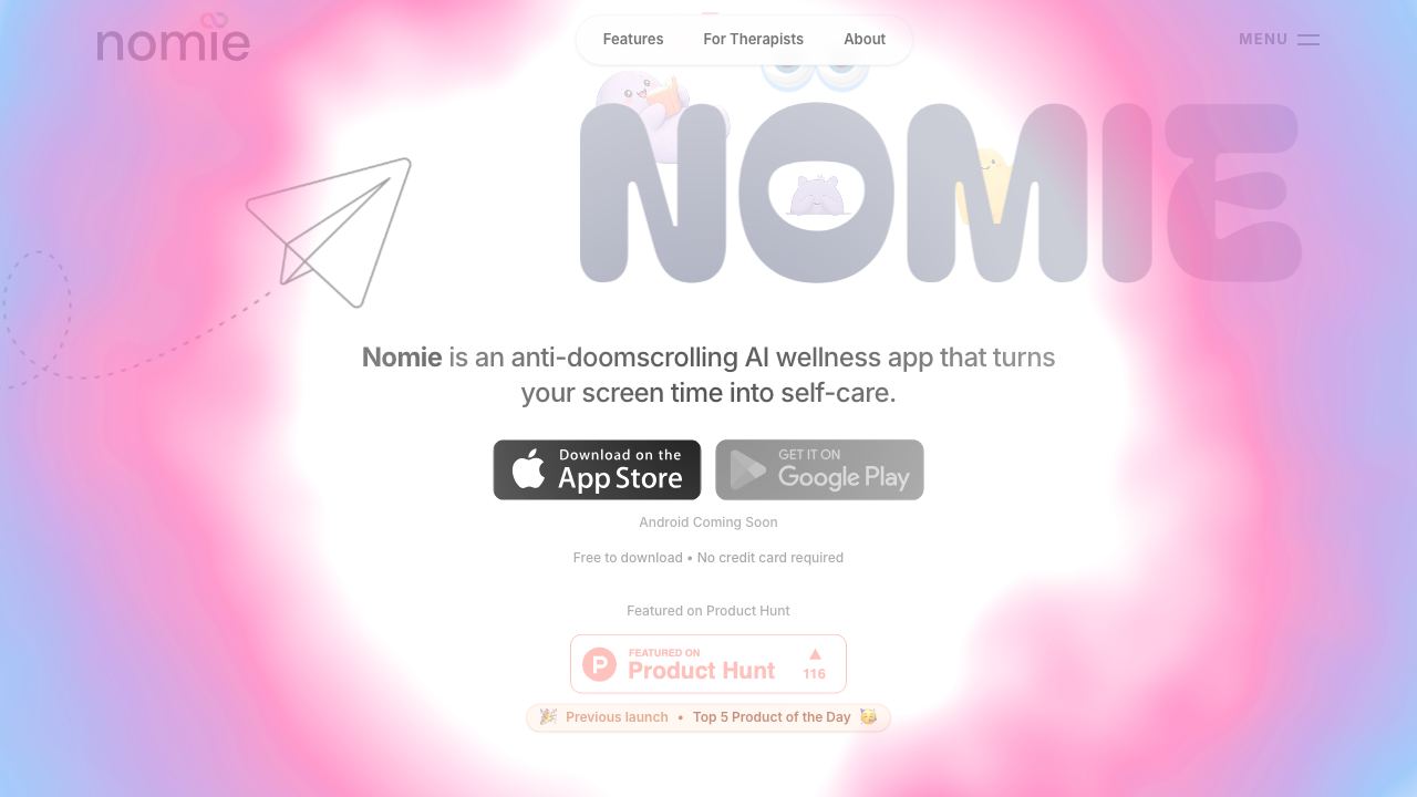 Nomie website screenshot