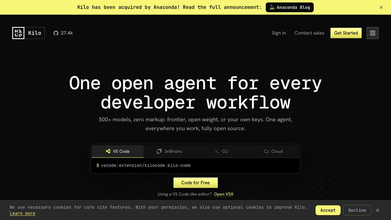 Kilo AI website screenshot