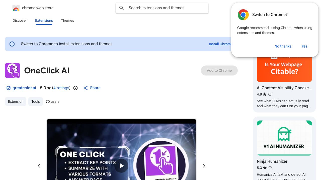 OneClick AI 网站截图