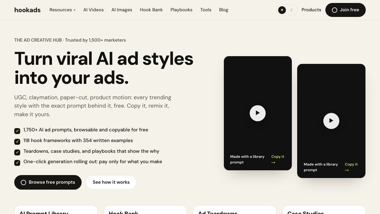 HookAds AI 网站截图