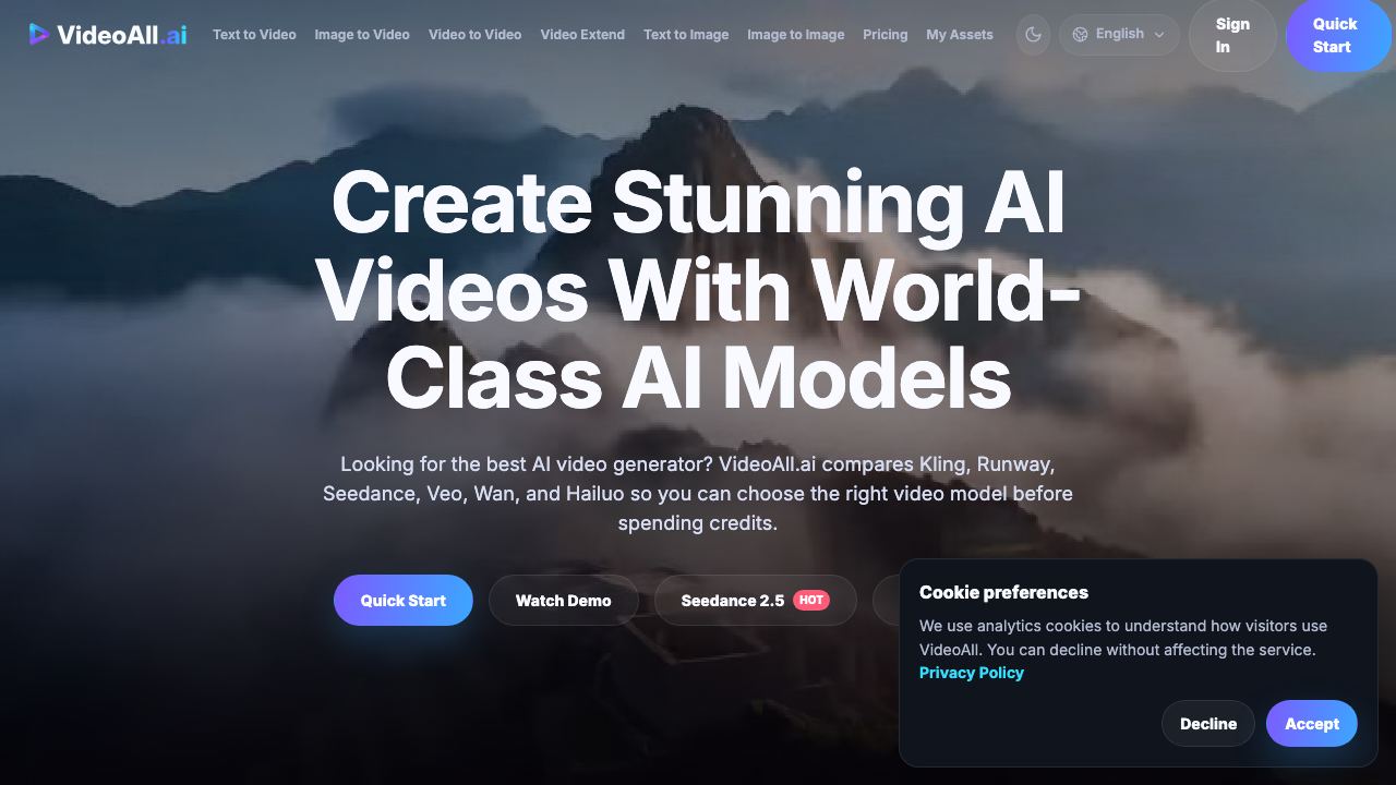 Videoall.ai 网站截图