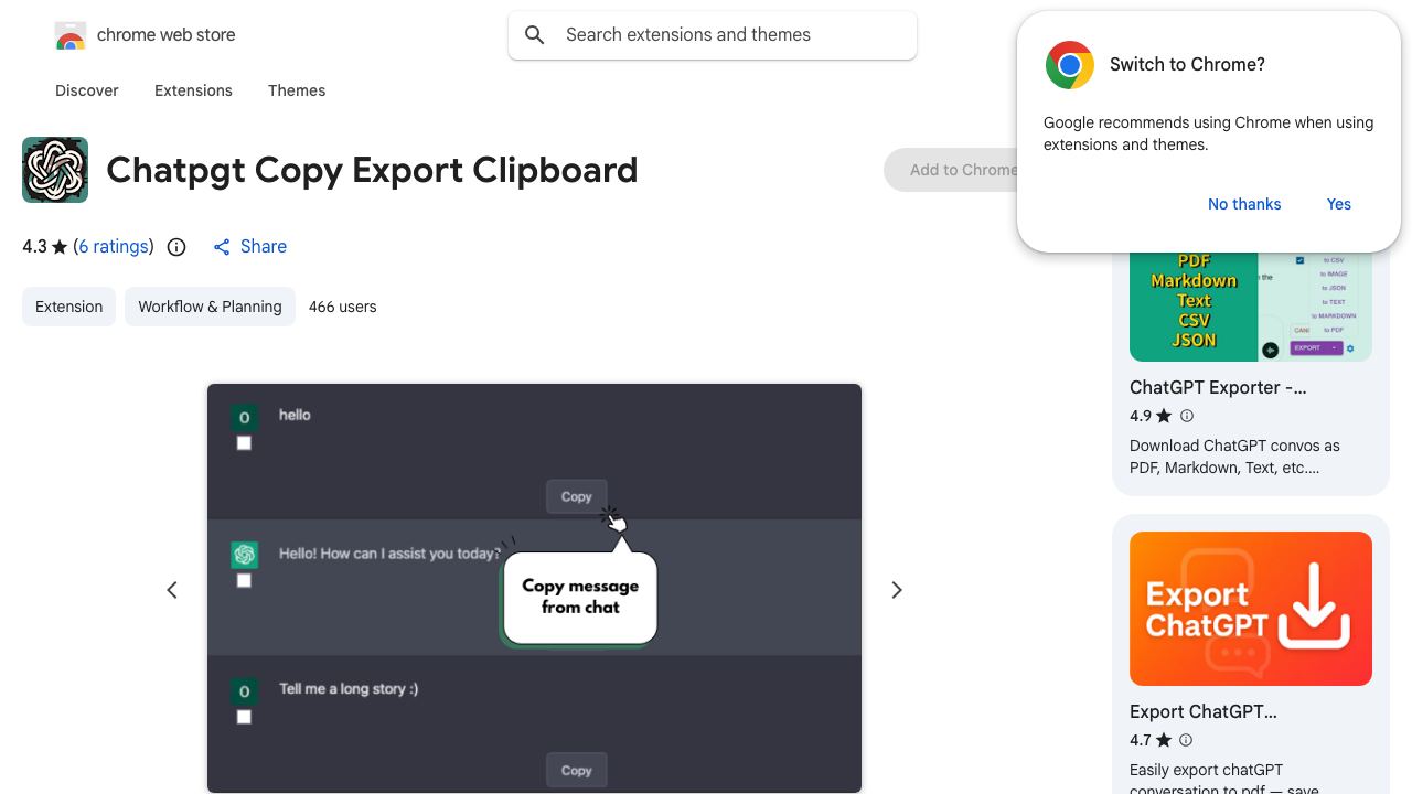 Chatpgt Copy Export Clipboard 网站截图