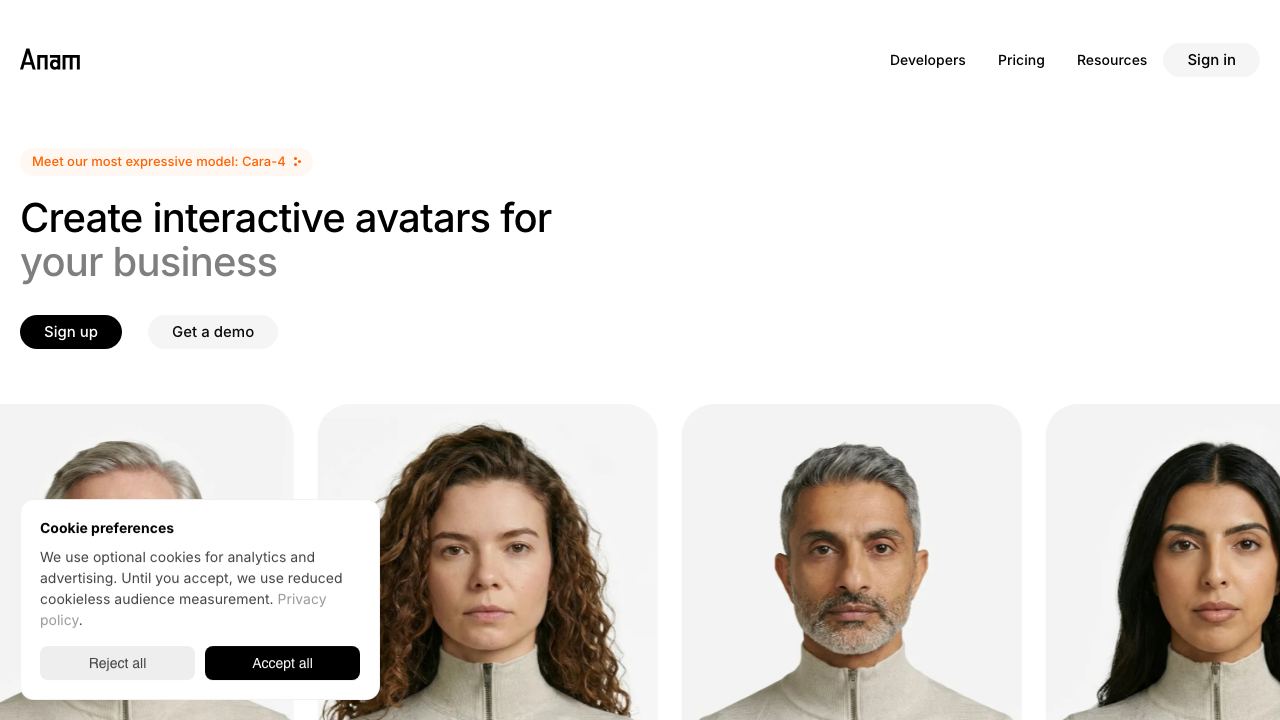 Anam.ai website screenshot