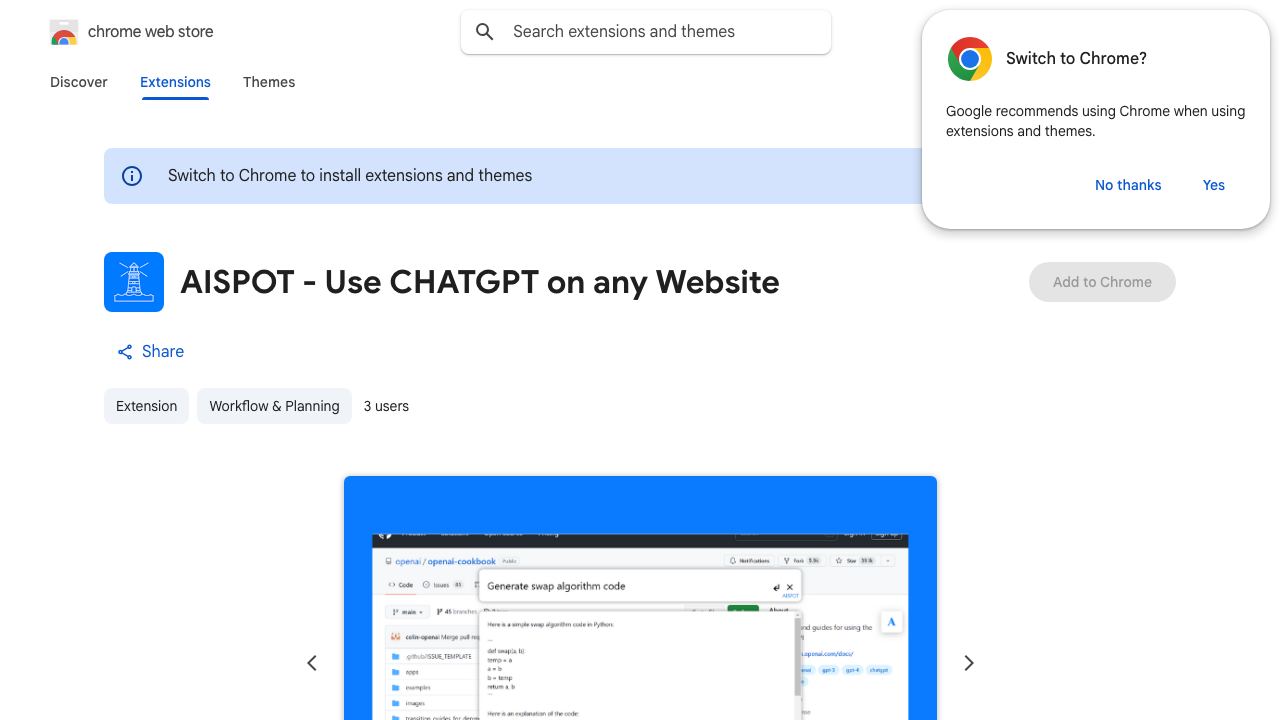 AISPOT - Use CHATGPT on any Website 网站截图