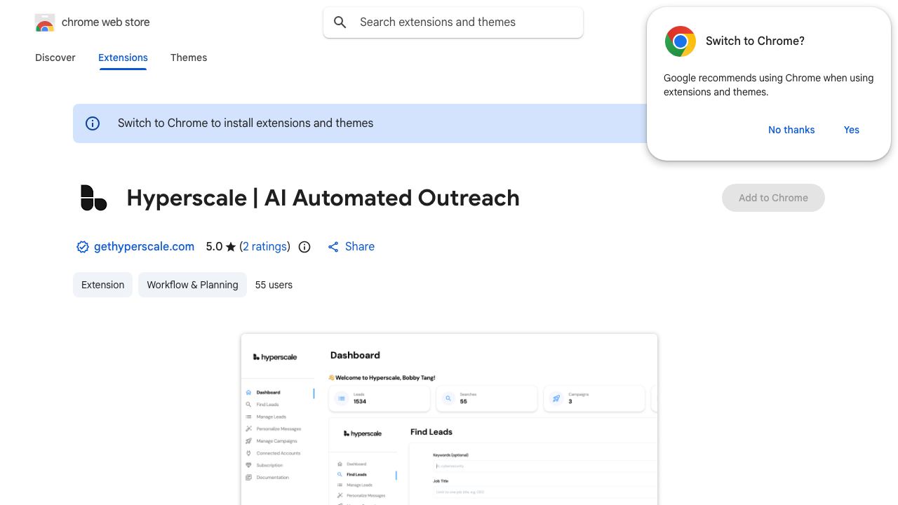 Hyperscale | Automate Sales with AI 网站截图