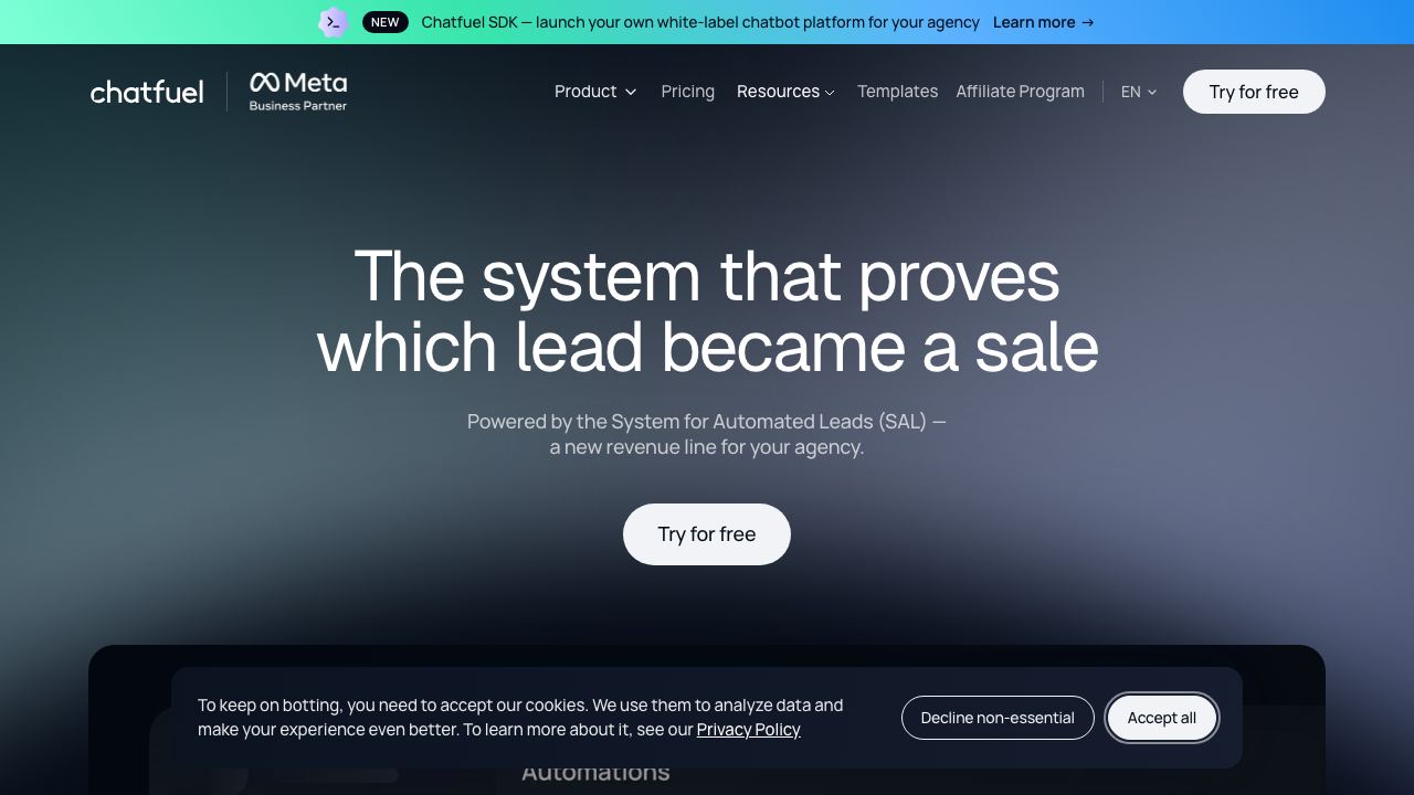 Chatfuel AI website screenshot