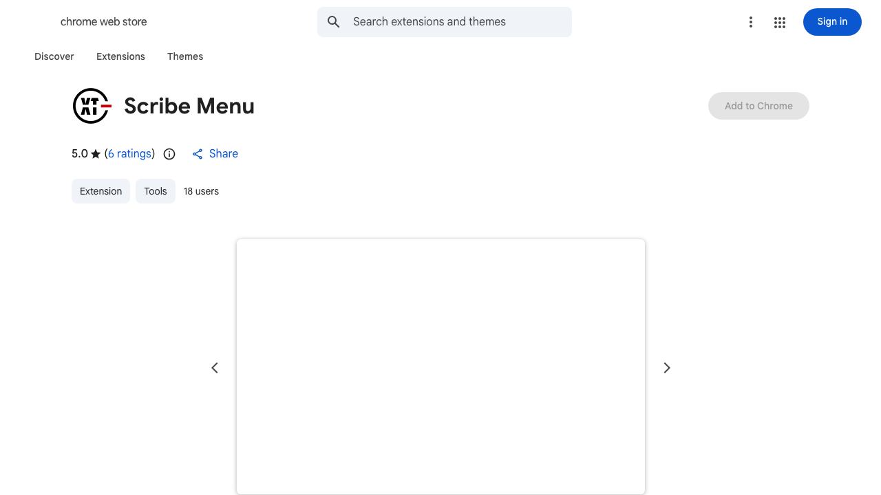 Scribe Menu website screenshot