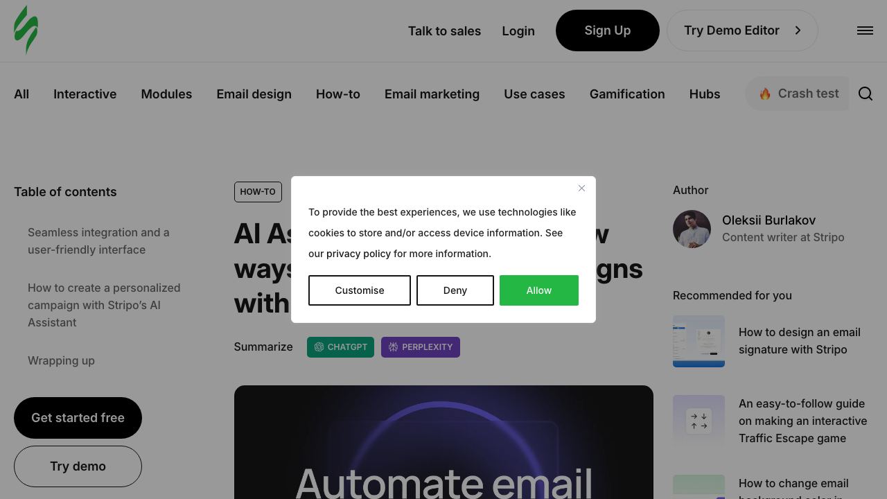 Stripo’s AI Assistant website screenshot