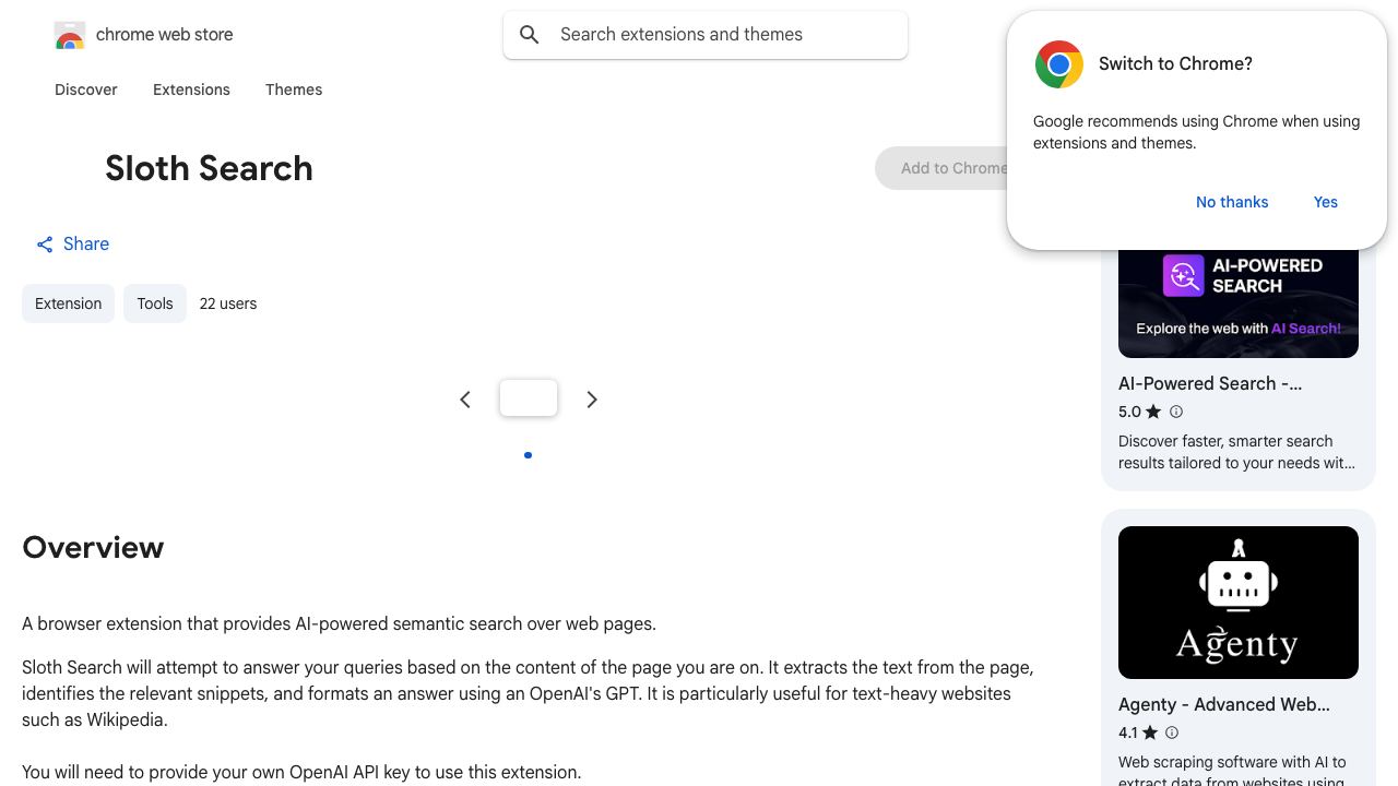 Sloth Search 网站截图