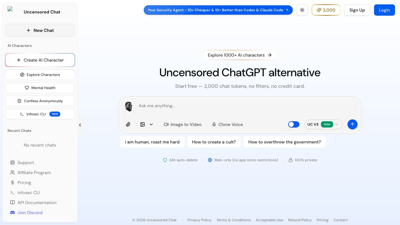Uncensored Chat by ModelsLab website screenshot