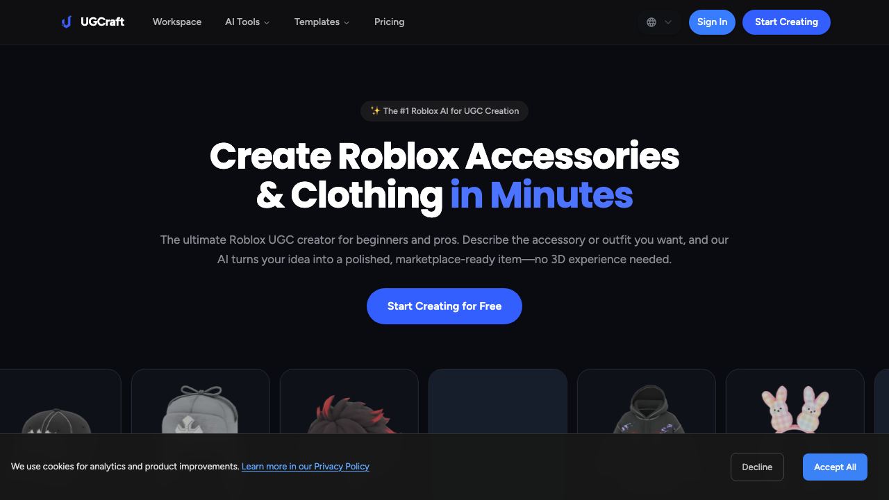 UGCraft AI website screenshot