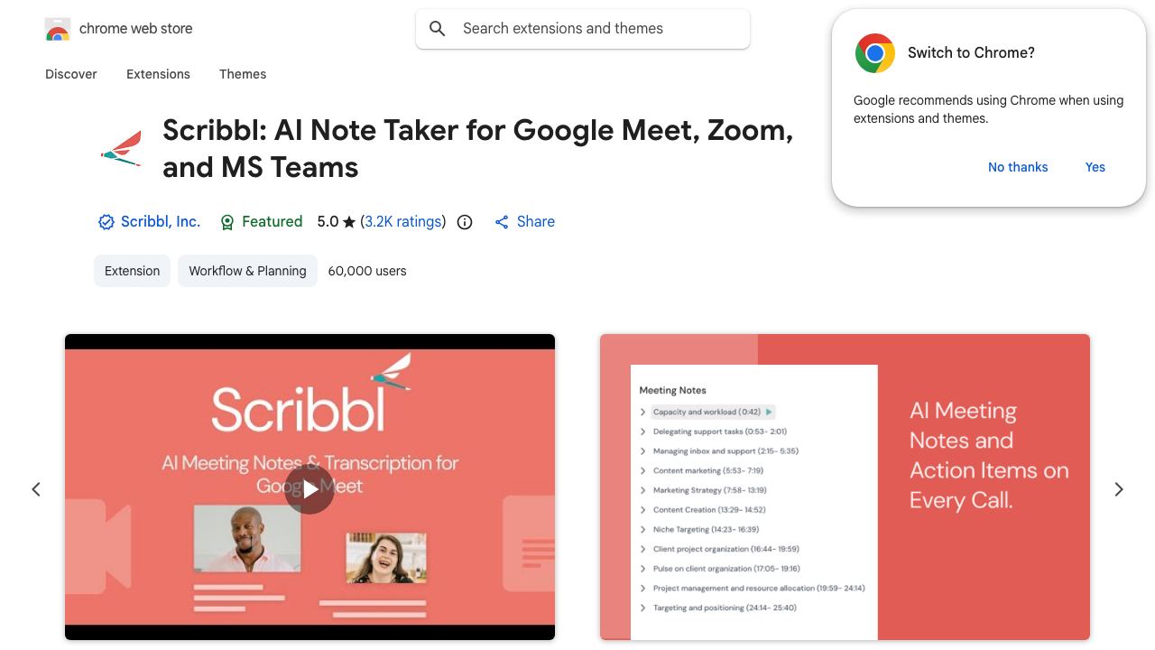 Scribbl: AI Meeting Notes for Google Meet 网站截图