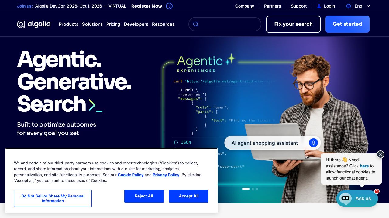 Algolia 网站截图
