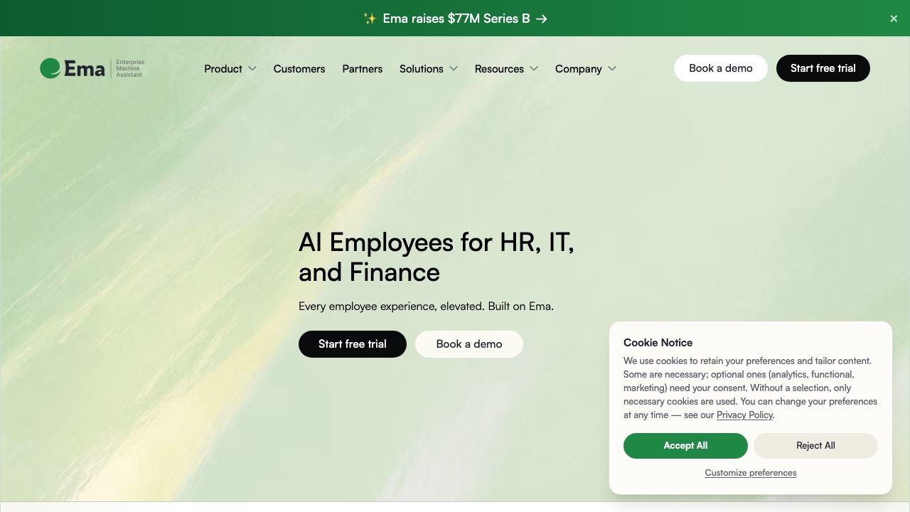 Ema website screenshot