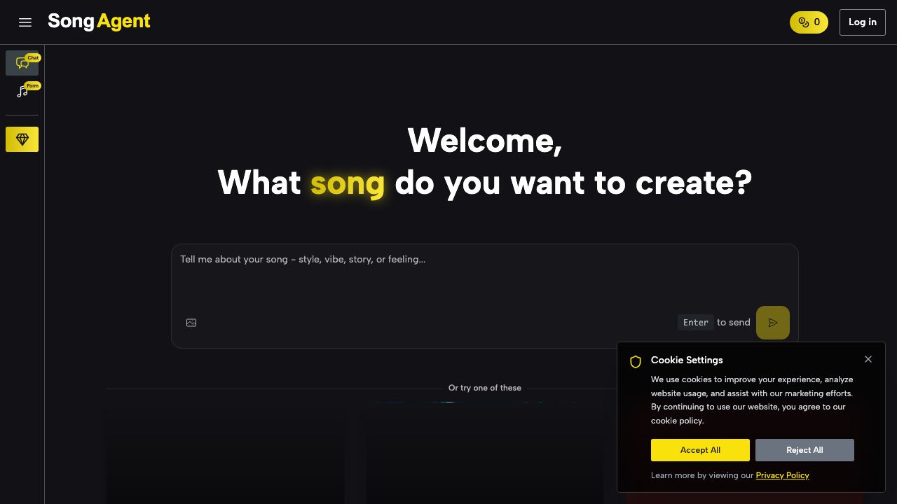 Song Agent AI website screenshot