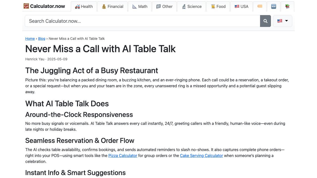 TableTalk 网站截图