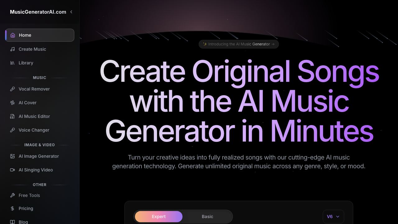 AI Music Generator 网站截图