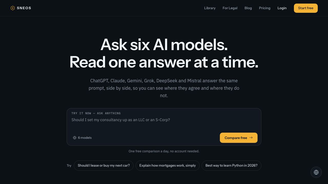 Sneos: Multi-Chat AI Assistant 网站截图