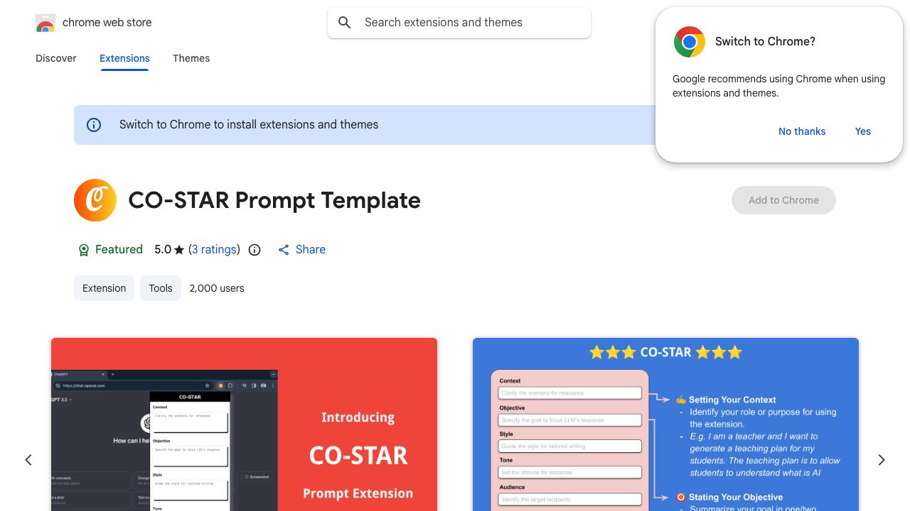 CO-STAR Prompt Template 网站截图