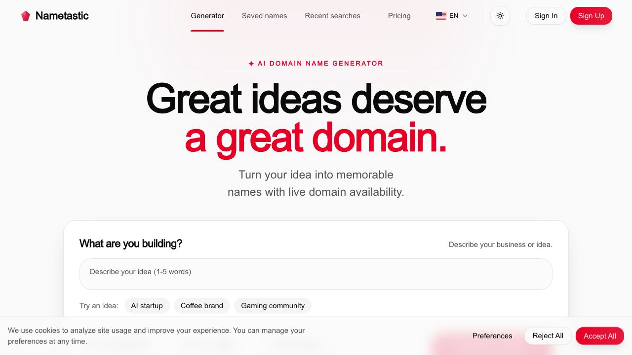 Nametastic website screenshot
