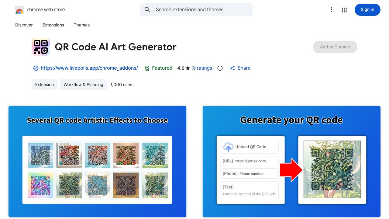 QR Code AI Art Generator website screenshot