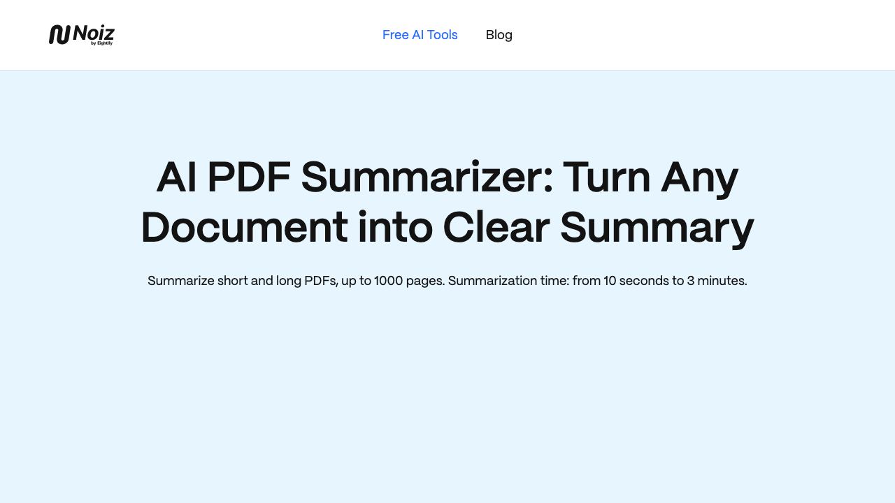 AI PDF Summarizer | Noiz 网站截图
